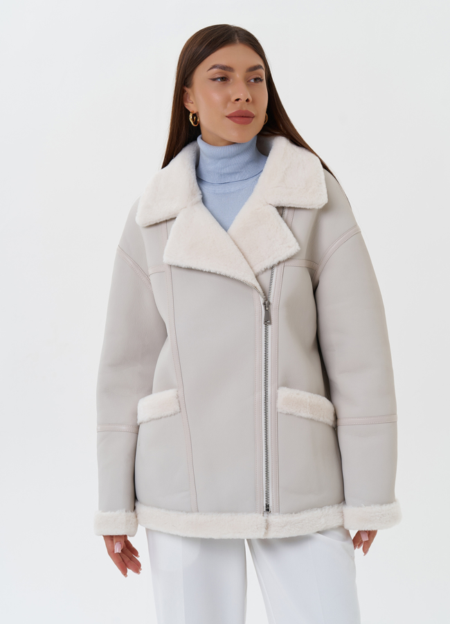 Женская эко дубленка с эко мехом модель № 27692 в кредит