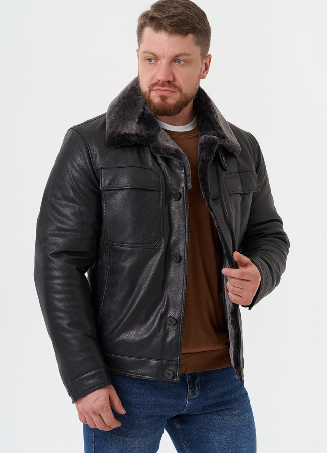 Мужская куртка из натуральной кожи модель № 28072 универмаг малина