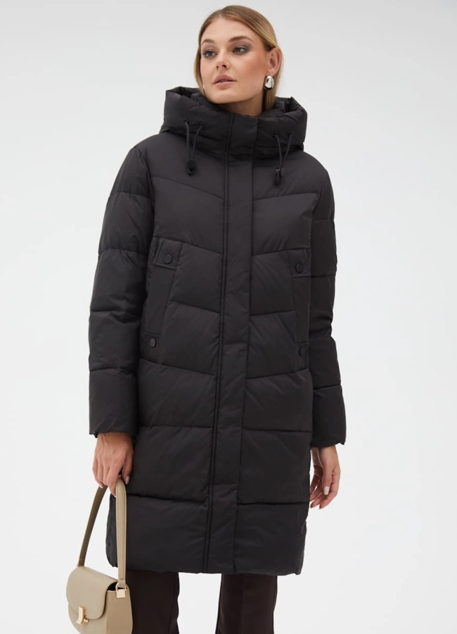 Женский пуховик с капюшоном модель № 31112 меха малина