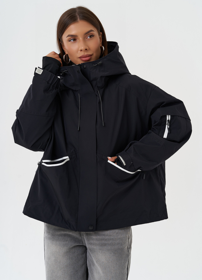 Двойная куртка с капюшоном модель № 28815 меха малина