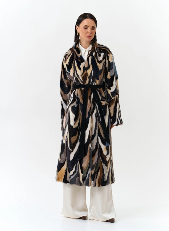 Шуба из норки в стиле пэчворк