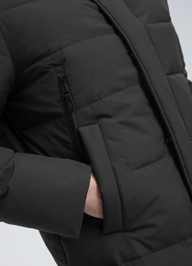 Мужской пуховик с капюшоном  модель № 32036 универмаг малина