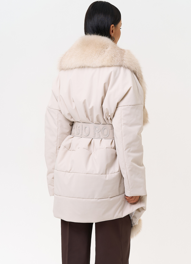 Женское зимнее полупальто с кожаным поясом модель № 31407 универмаг малина