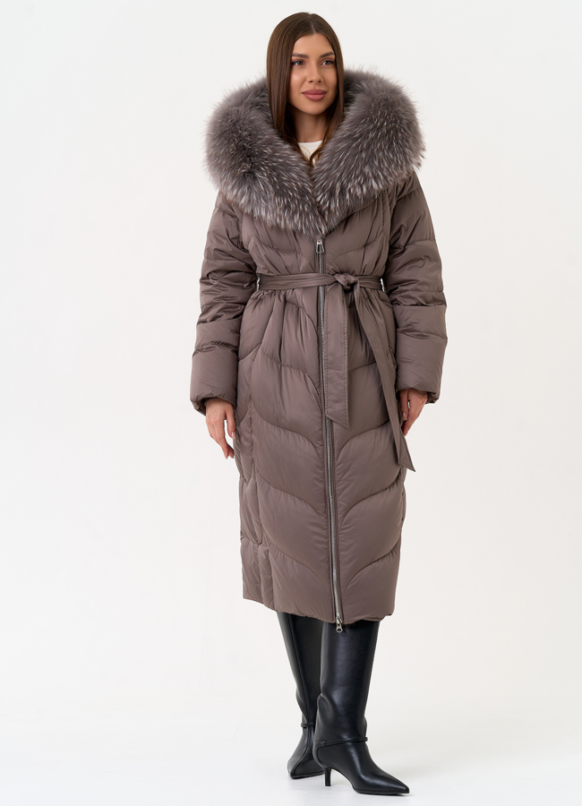 Женский пуховик с отделкой из меха лисы модель № 31695 в кредит