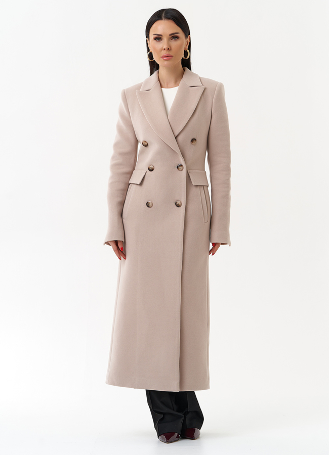 Длинное женское пальто с английским воротником модель № 29897 универмаг малина