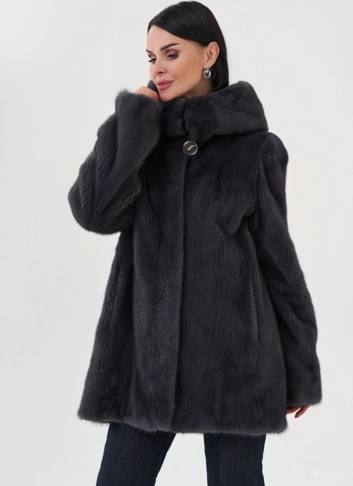 Шуба из норки в цвете графит