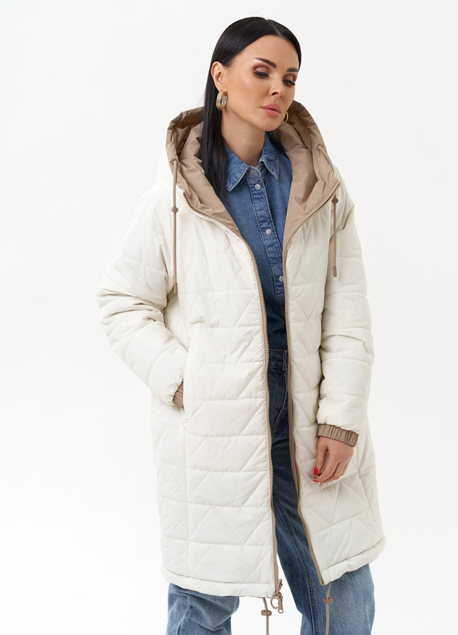 Женская удлиненная куртка с капюшоном модель № 30013 универмаг малина