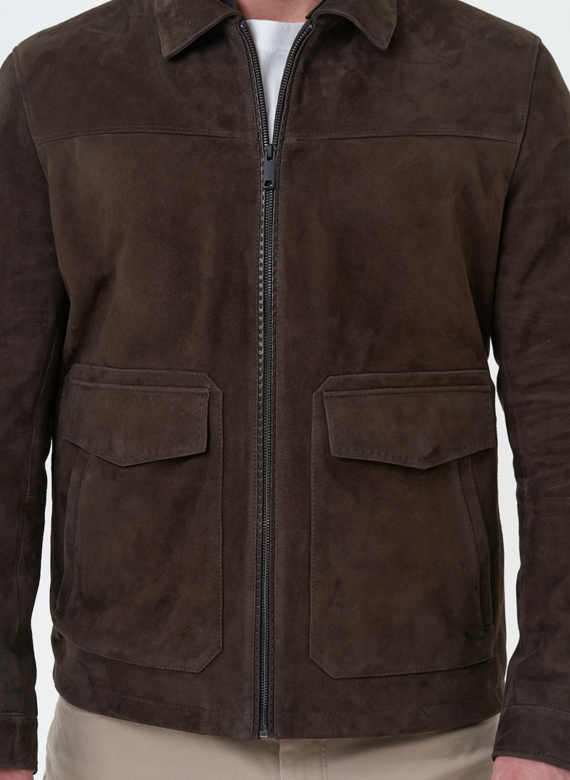 Мужская куртка из натуральной замши коричневого цвета
