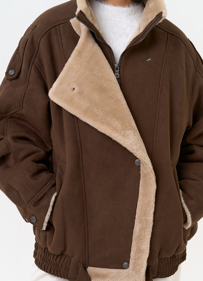 Женский бомбер из эко замши с воротником стойкой модель № 31533 универмаг малина