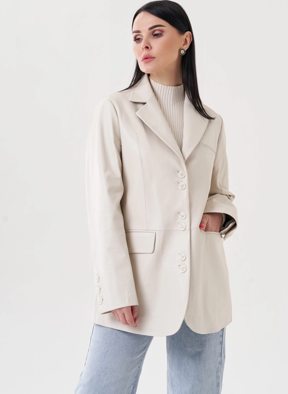 Женский пиджак из натуральной кожи 