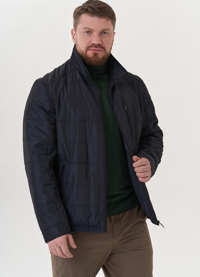 фото Мужская демисезонная куртка синего цвета модель № 26809