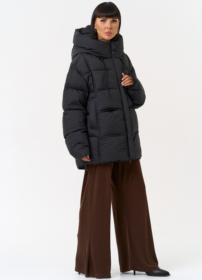 Двухсторонний женский пуховик с капюшоном модель № 31595 универмаг малина