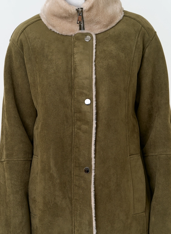 Женская дубленка из эко замши фото